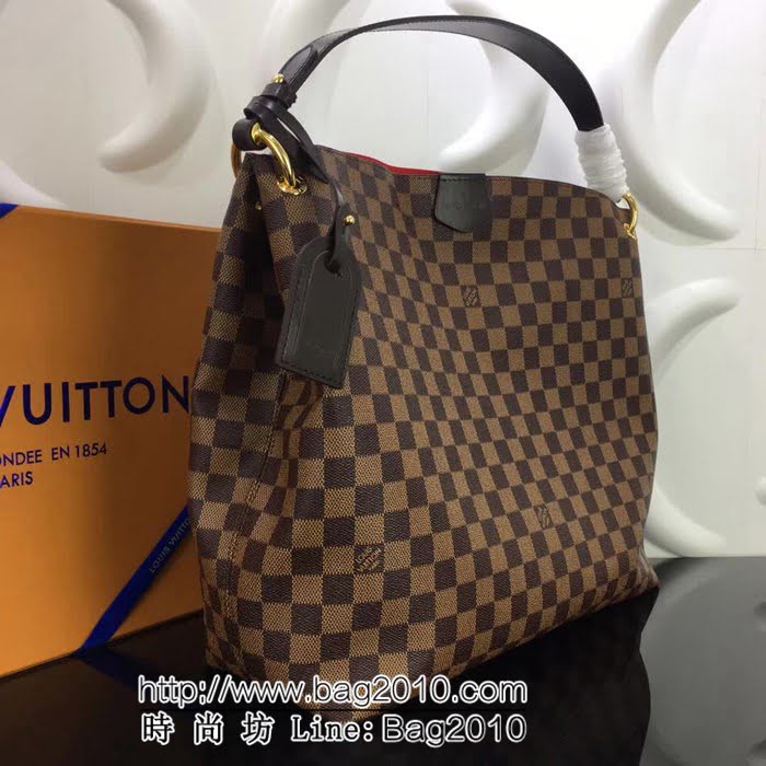 路易威登LV頂級原單 M43703 啡格配紅裏 購物包 YDH1371
